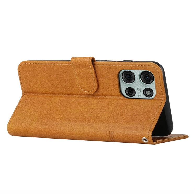 For Motorola Moto G75 5G Case Stand Flip Protective Leather Phone Cover - Yellow