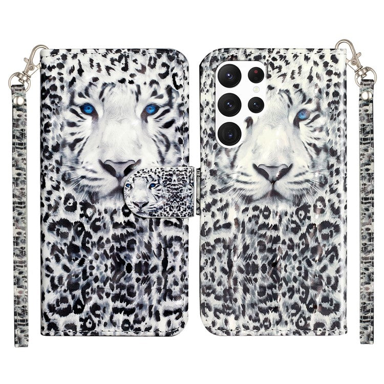 For Samsung Galaxy S25 Ultra Case 3D Pattern Printed Phone Leather Phone Cover - Leopard