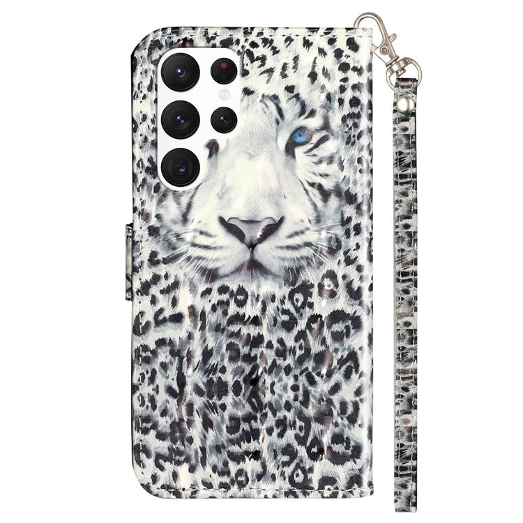 For Samsung Galaxy S25 Ultra Case 3D Pattern Printed Phone Leather Phone Cover - Leopard
