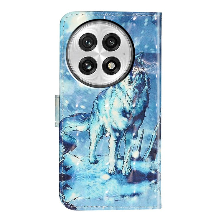 For OnePlus 13 Case 3D Pattern Printed Phone Leather Phone Cover - Snow Wolf