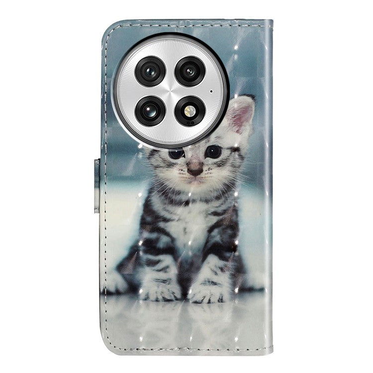 For OnePlus 13 Case 3D Pattern Printed Phone Leather Phone Cover - Cat