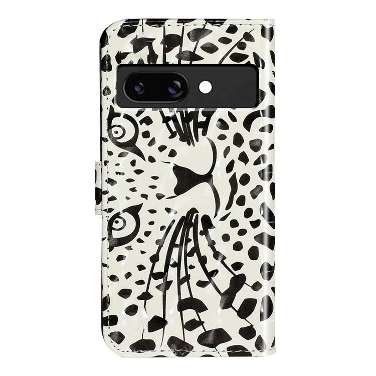 For Google Pixel 9a Case 3D Pattern Printed Phone Leather Phone Cover - Leopard Head