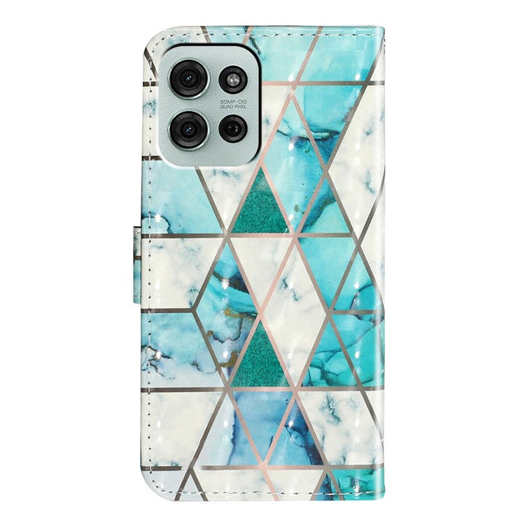 For Motorola Moto G75 5G Case 3D Pattern Printed Phone Leather Phone Cover - Green Marble