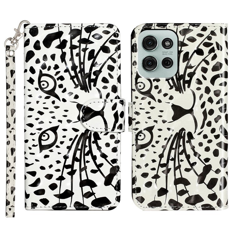 For Motorola Moto G75 5G Case 3D Pattern Printed Phone Leather Phone Cover - Leopard Head
