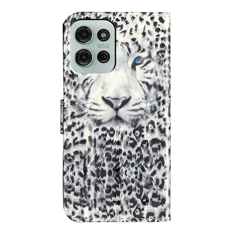 For Motorola Moto G75 5G Case 3D Pattern Printed Phone Leather Phone Cover - Leopard