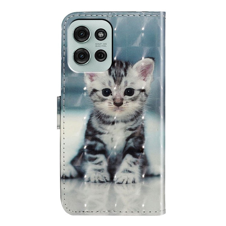 For Motorola Moto G75 5G Case 3D Pattern Printed Phone Leather Phone Cover - Cat