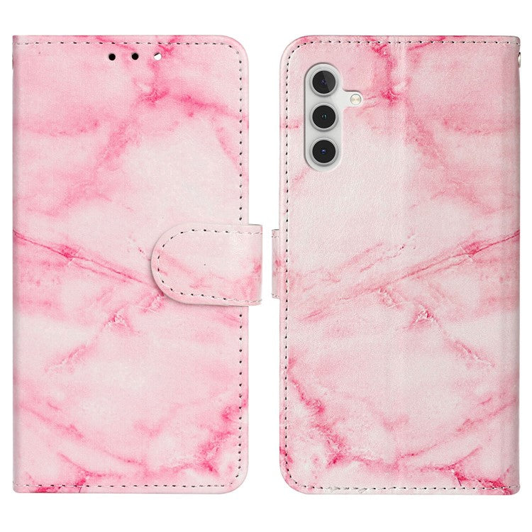 For Samsung Galaxy A56 5G Case Pattern PU Leather Flip Phone Cover - Pink Marble