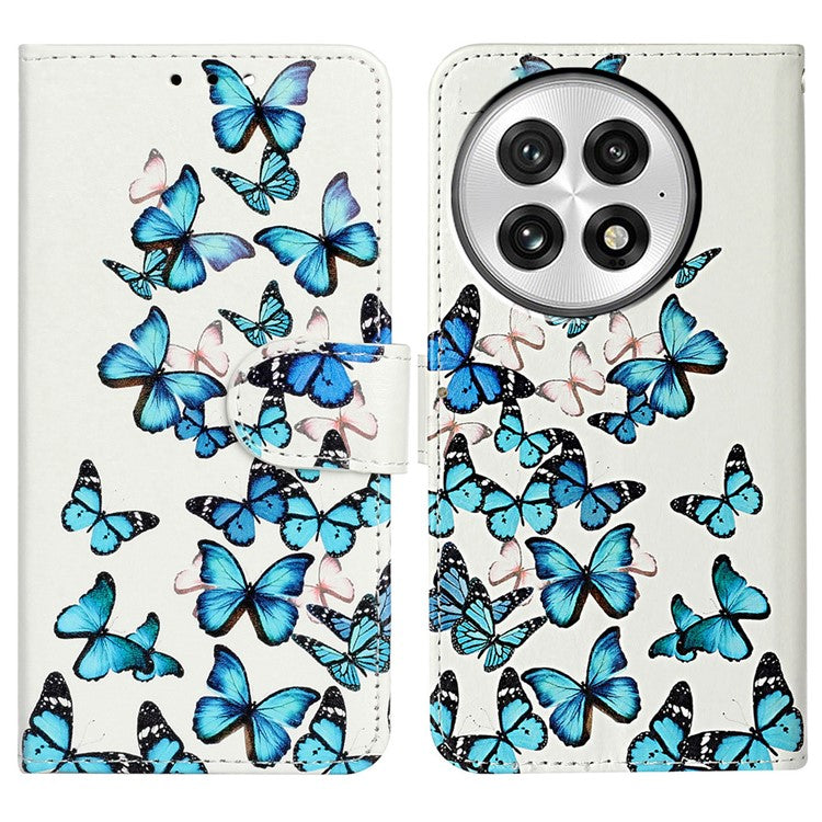 For OnePlus 13 Case Pattern PU Leather Flip Phone Cover - Blue Butterfly