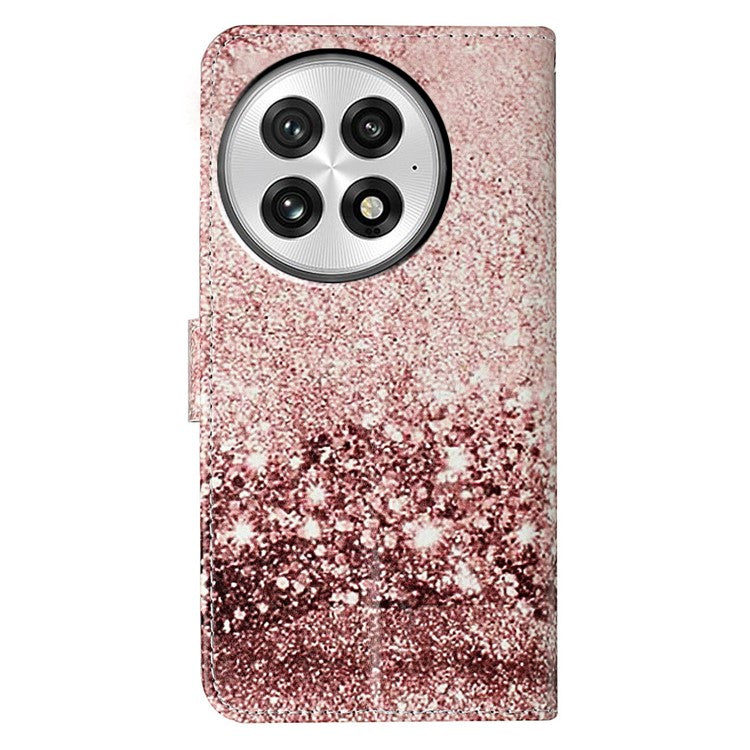 For OnePlus 13 Case Pattern PU Leather Flip Phone Cover - Rose Gold Marble