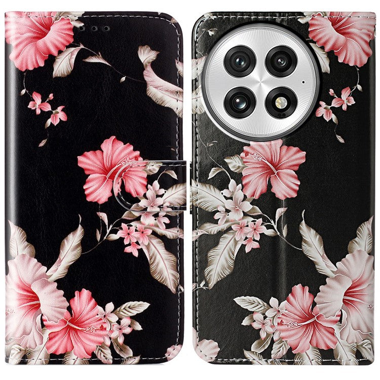 For OnePlus 13 Case Pattern PU Leather Flip Phone Cover - Rhododendron