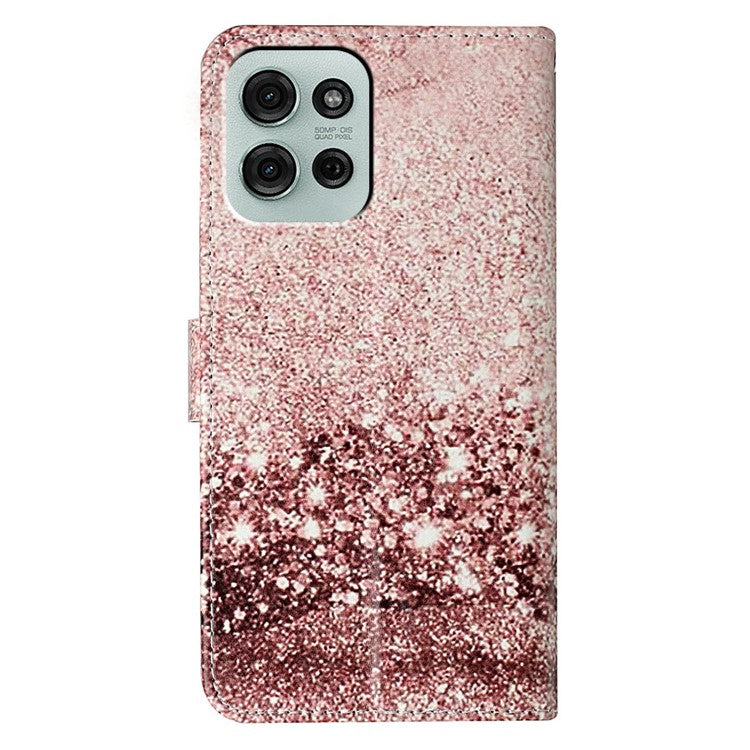For Motorola Moto G75 5G Case Pattern PU Leather Flip Phone Cover - Rose Gold Marble