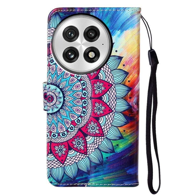For OnePlus 13 Case Pattern Leather Wallet Phone Cover with Card Holder - Mandala Flower