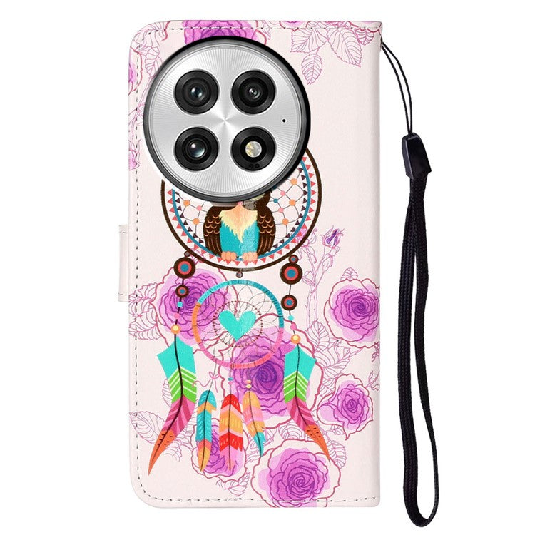 For OnePlus 13 Case Pattern Leather Wallet Phone Cover with Card Holder - Wind Chime Owl