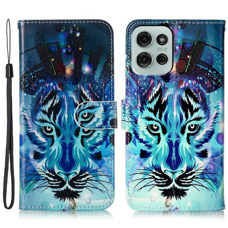 For Motorola Moto G75 5G Case Pattern Leather Wallet Phone Cover with Card Holder - Wolf