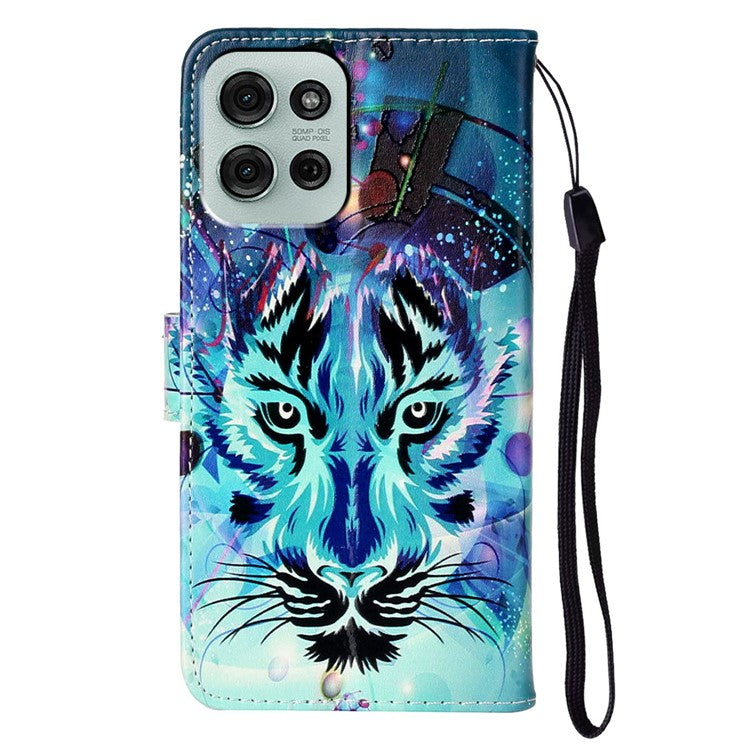 For Motorola Moto G75 5G Case Pattern Leather Wallet Phone Cover with Card Holder - Wolf