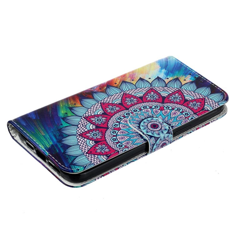 For Motorola Moto G75 5G Case Pattern Leather Wallet Phone Cover with Card Holder - Mandala Flower