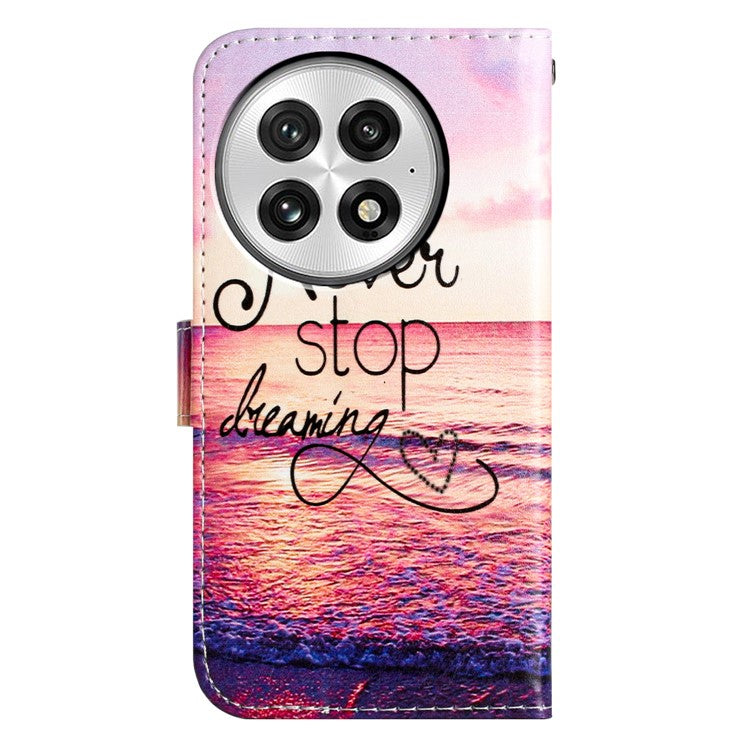 For OnePlus 13 Wallet Case Printed Pattern Design Leather Phone Cover - Never Stop Dreaming