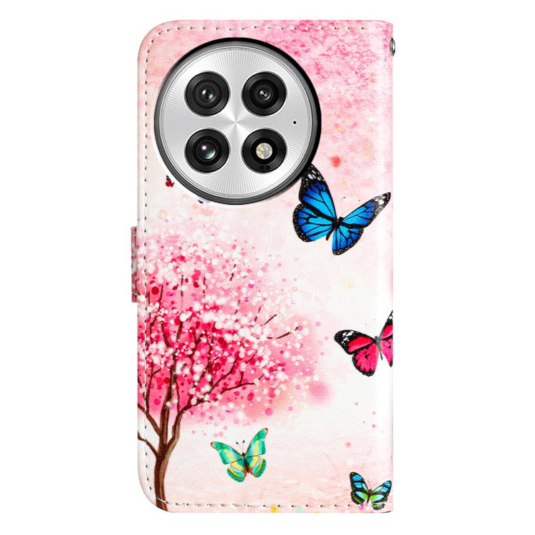 For OnePlus 13 Wallet Case Printed Pattern Design Leather Phone Cover - Cherry Blossoms Tree