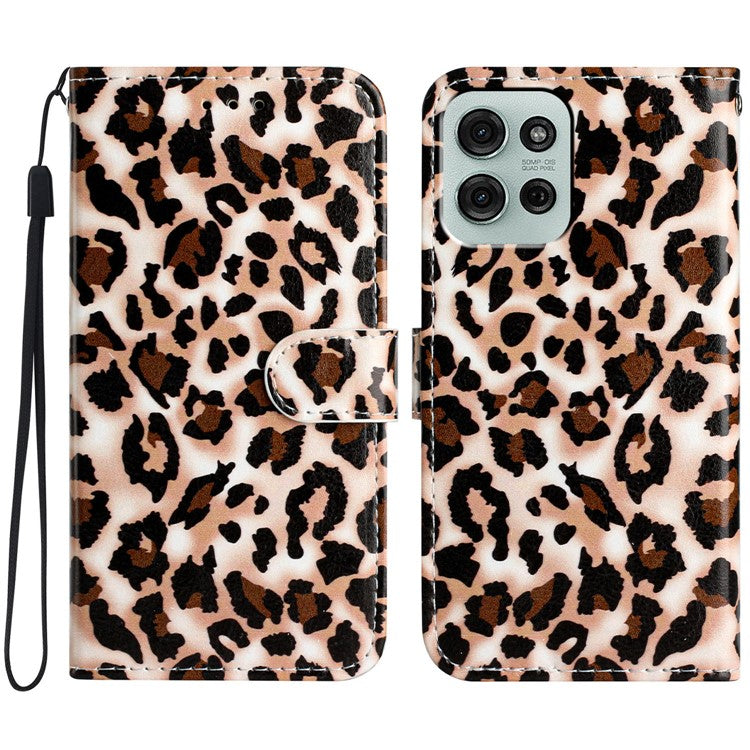 For Motorola Moto G75 5G Wallet Case Printed Pattern Design Leather Phone Cover - Leopard Print