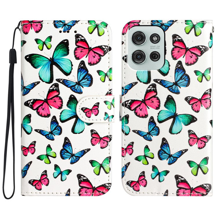 For Motorola Moto G75 5G Wallet Case Printed Pattern Design Leather Phone Cover - Butterflies