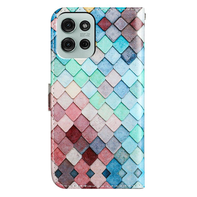 For Motorola Moto G75 5G Wallet Case Printed Pattern Design Leather Phone Cover - Grids