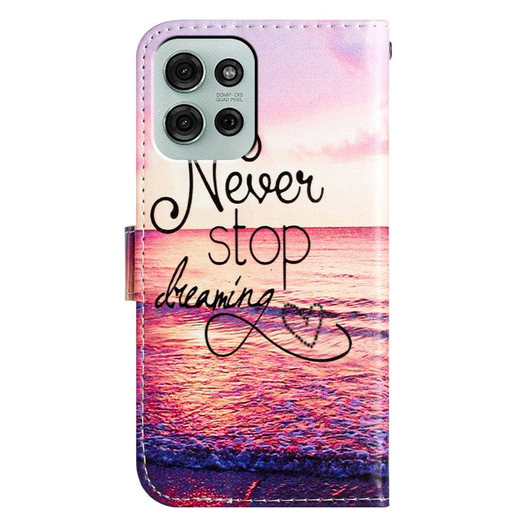 For Motorola Moto G75 5G Wallet Case Printed Pattern Design Leather Phone Cover - Never Stop Dreaming