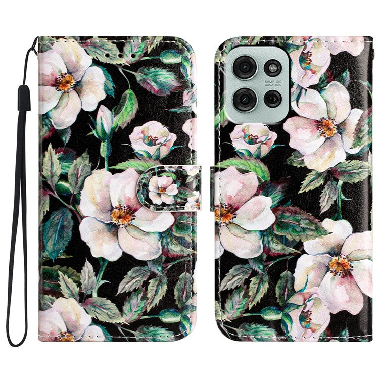 For Motorola Moto G75 5G Wallet Case Printed Pattern Design Leather Phone Cover - Magnolia