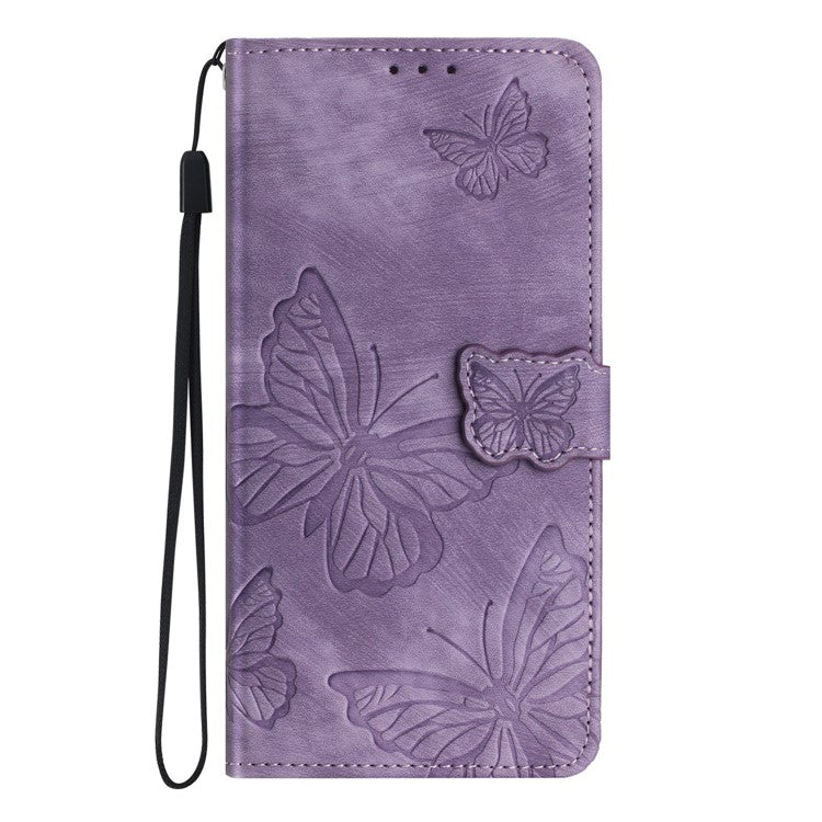 For Motorola Moto G75 5G Case Butterfly Design Flip Wallet Leather Phone Cover Skin-Touch - Purple