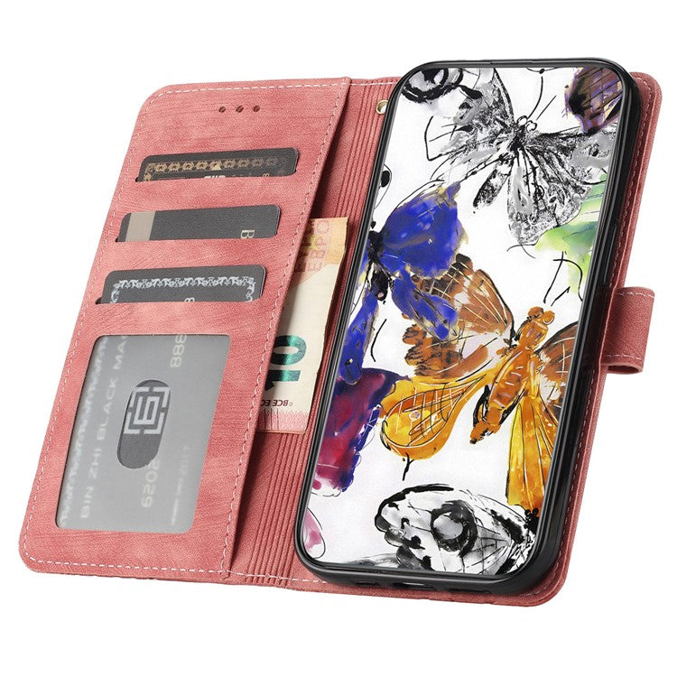 For Motorola Moto G75 5G Case Butterfly Design Flip Wallet Leather Phone Cover Skin-Touch - Pink