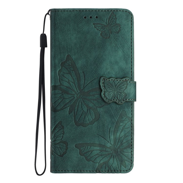 For Motorola Moto G75 5G Case Butterfly Design Flip Wallet Leather Phone Cover Skin-Touch - Green