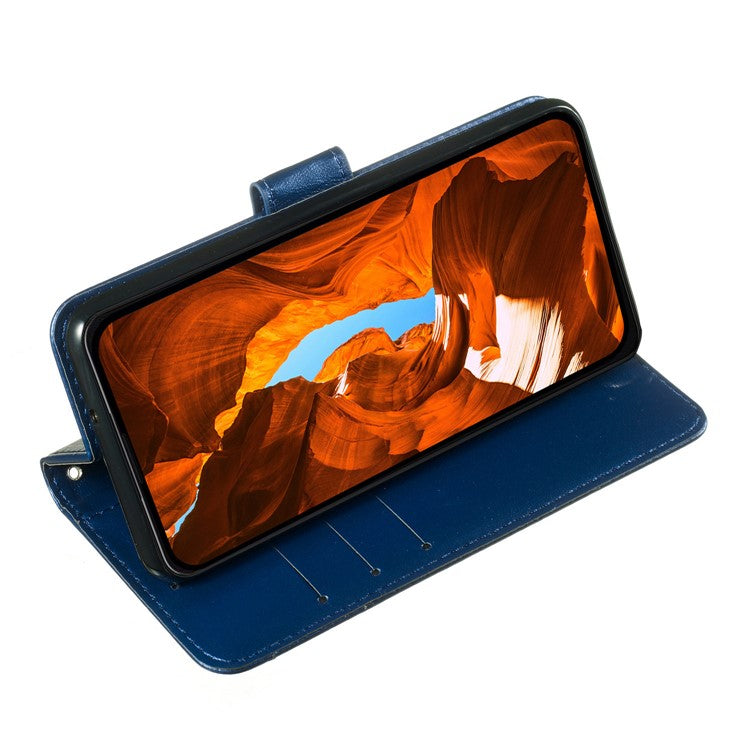 For Motorola Moto G75 5G Case with Card Holder PU Leather Flip Wallet Phone Cover - Blue