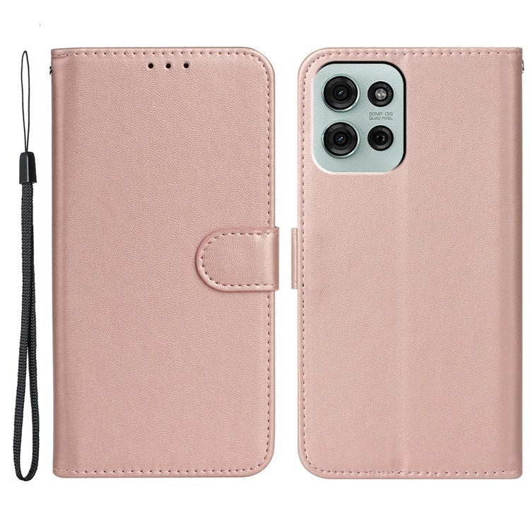 For Motorola Moto G75 5G Case with Card Holder PU Leather Flip Wallet Phone Cover - Rose Gold