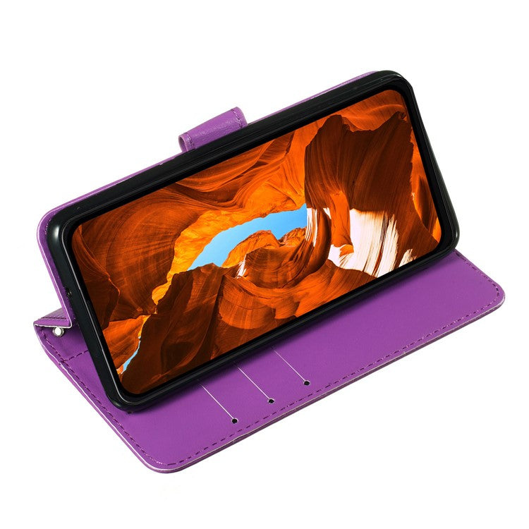 For Motorola Moto G75 5G Case with Card Holder PU Leather Flip Wallet Phone Cover - Purple