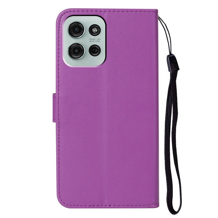 For Motorola Moto G75 5G Case with Card Holder PU Leather Flip Wallet Phone Cover - Purple