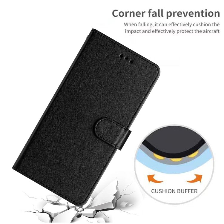 For Motorola Moto G75 5G Wallet Case Leather Folio Phone Cover Magnetic Clasp - Black