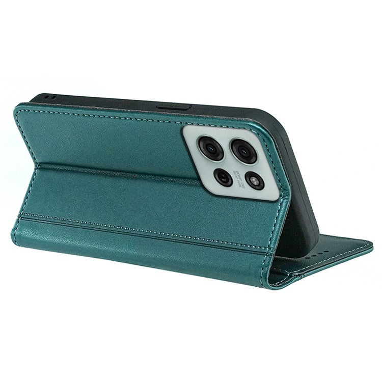 HX01 For Motorola Moto G75 5G Wallet Case Magnetic Closing PU Leather Phone Cover - Green