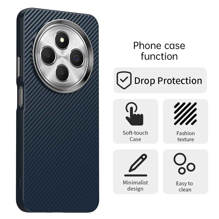 For Xiaomi Redmi 14C 4G / 14R 5G / A4 5G / A3 Pro 4G / Poco C75 4G Case Cell Phone Hybrid Back Cover Carbon Fiber Texture - Blue