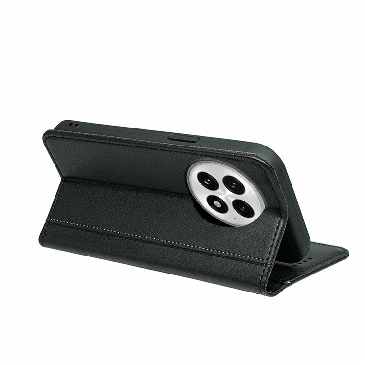 HX01 For OnePlus 13 Wallet Case Magnetic Closing PU Leather Phone Cover - Black