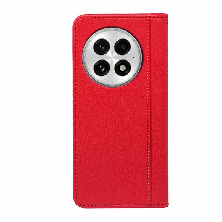 HX01 For OnePlus 13 Wallet Case Magnetic Closing PU Leather Phone Cover - Red