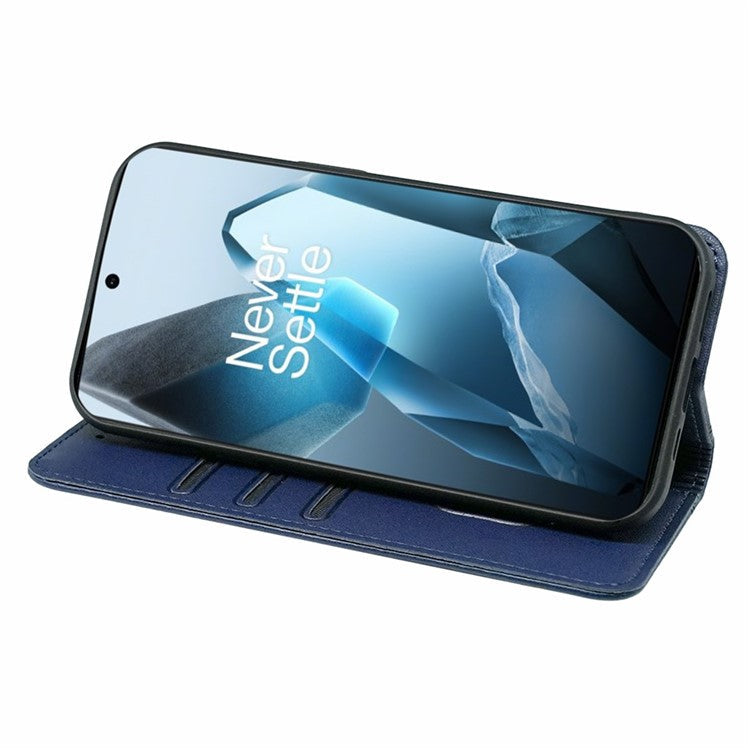 HX01 For OnePlus 13 Wallet Case Magnetic Closing PU Leather Phone Cover - Blue