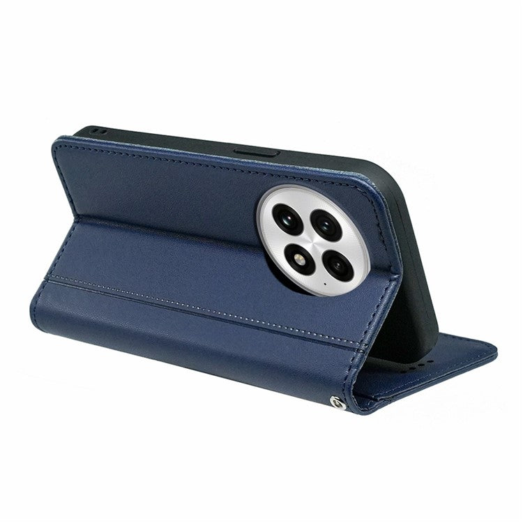 HX01 For OnePlus 13 Wallet Case Magnetic Closing PU Leather Phone Cover - Blue