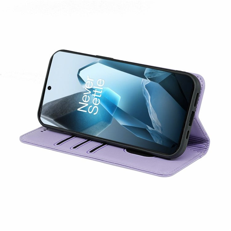 HX01 For OnePlus 13 Wallet Case Magnetic Closing PU Leather Phone Cover - Purple