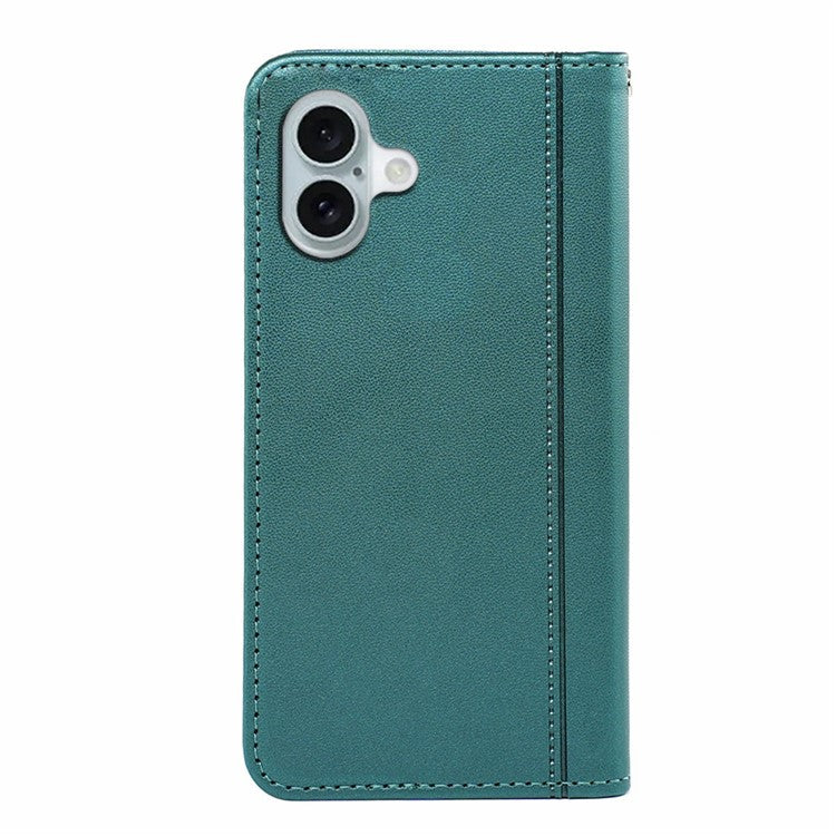 HX01 For iPhone 16 Plus Wallet Case Magnetic Closing PU Leather Phone Cover - Green