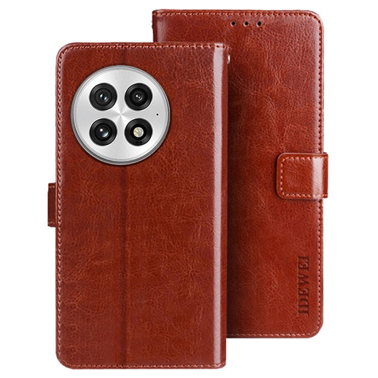 IDEWEI For OnePlus 13 Stand Case Crazy Horse Texture Leather Phone Cover - Brown