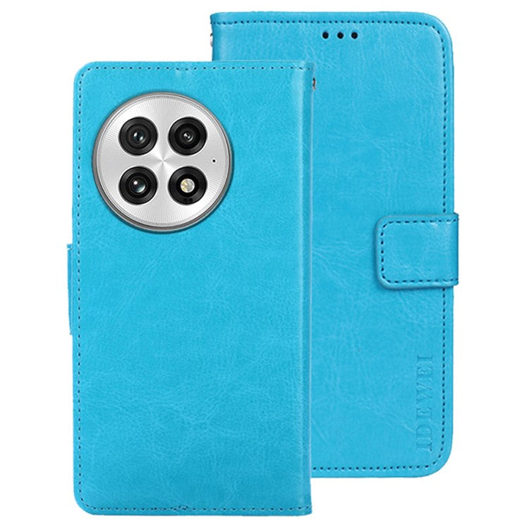 IDEWEI For OnePlus 13 Stand Case Crazy Horse Texture Leather Phone Cover - Sky Blue