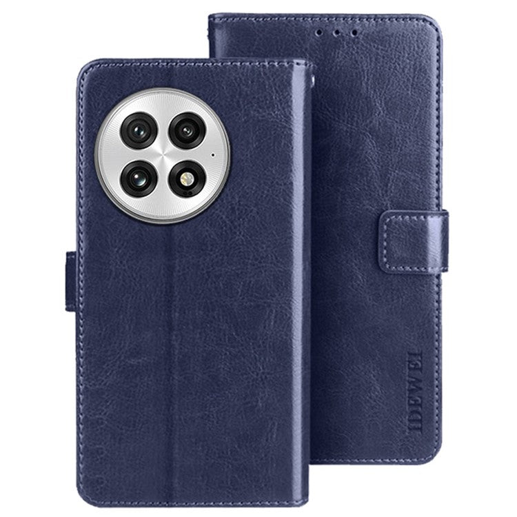 IDEWEI For OnePlus 13 Stand Case Crazy Horse Texture Leather Phone Cover - Dark Blue