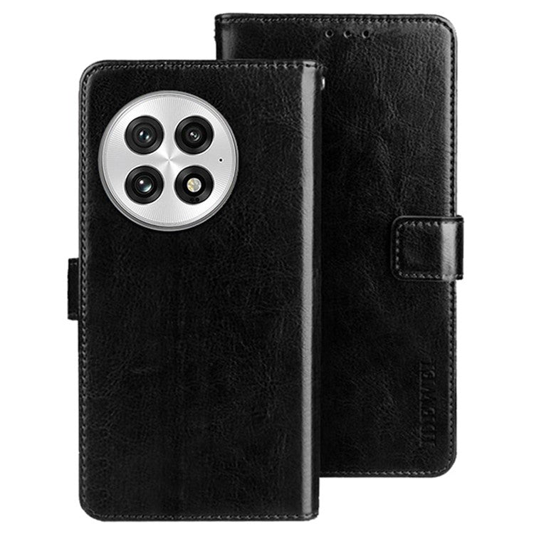 IDEWEI For OnePlus 13 Stand Case Crazy Horse Texture Leather Phone Cover - Black