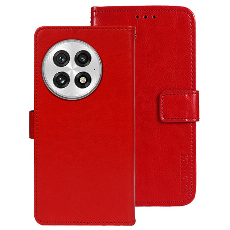 IDEWEI For OnePlus 13 Stand Case Crazy Horse Texture Leather Phone Cover - Red
