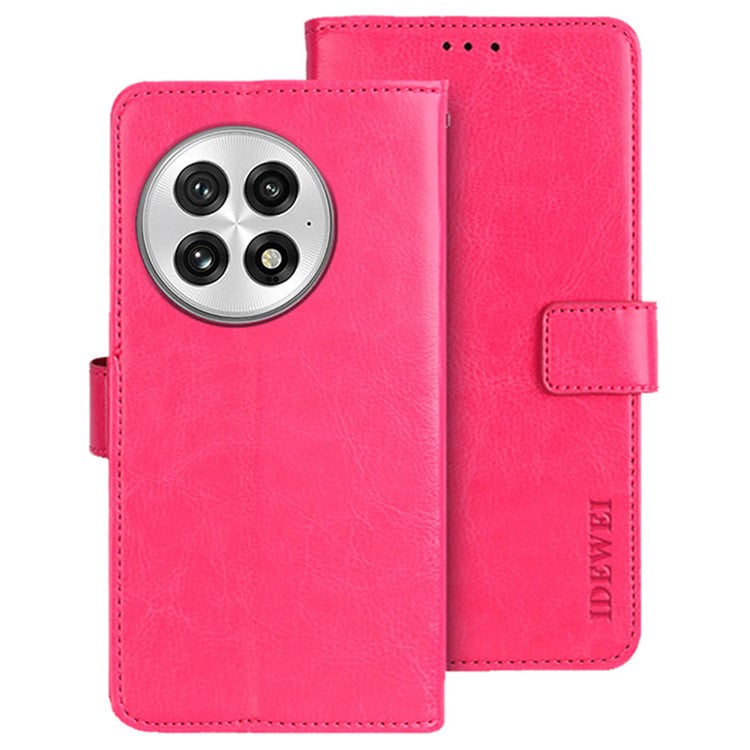 IDEWEI For OnePlus 13 Stand Case Crazy Horse Texture Leather Phone Cover - Rose