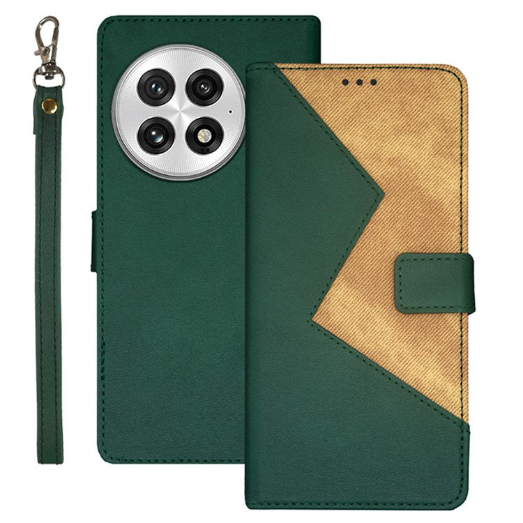 IDEWEI For OnePlus 13 Case Card Slots Splicing Color Leather Phone Cover - Green